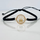 Black Woven Bracelet Crown 1.15gr / Yellow Gold 18K &