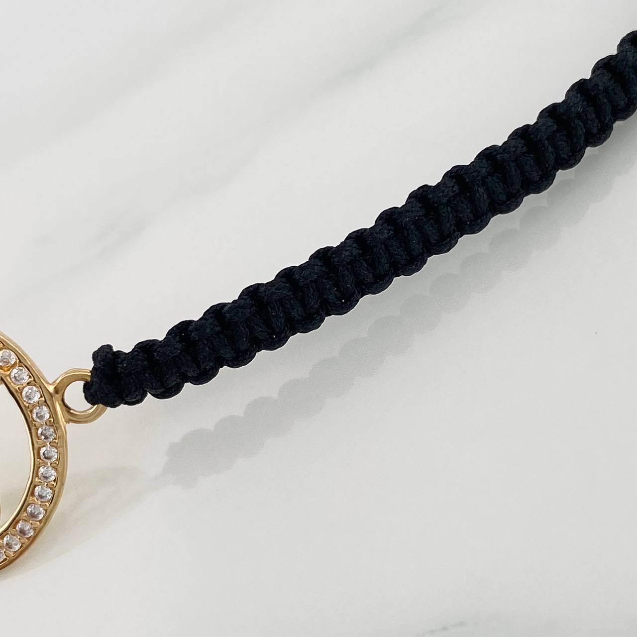 Black Woven Bracelet Crown 1.15gr / Yellow Gold 18K &