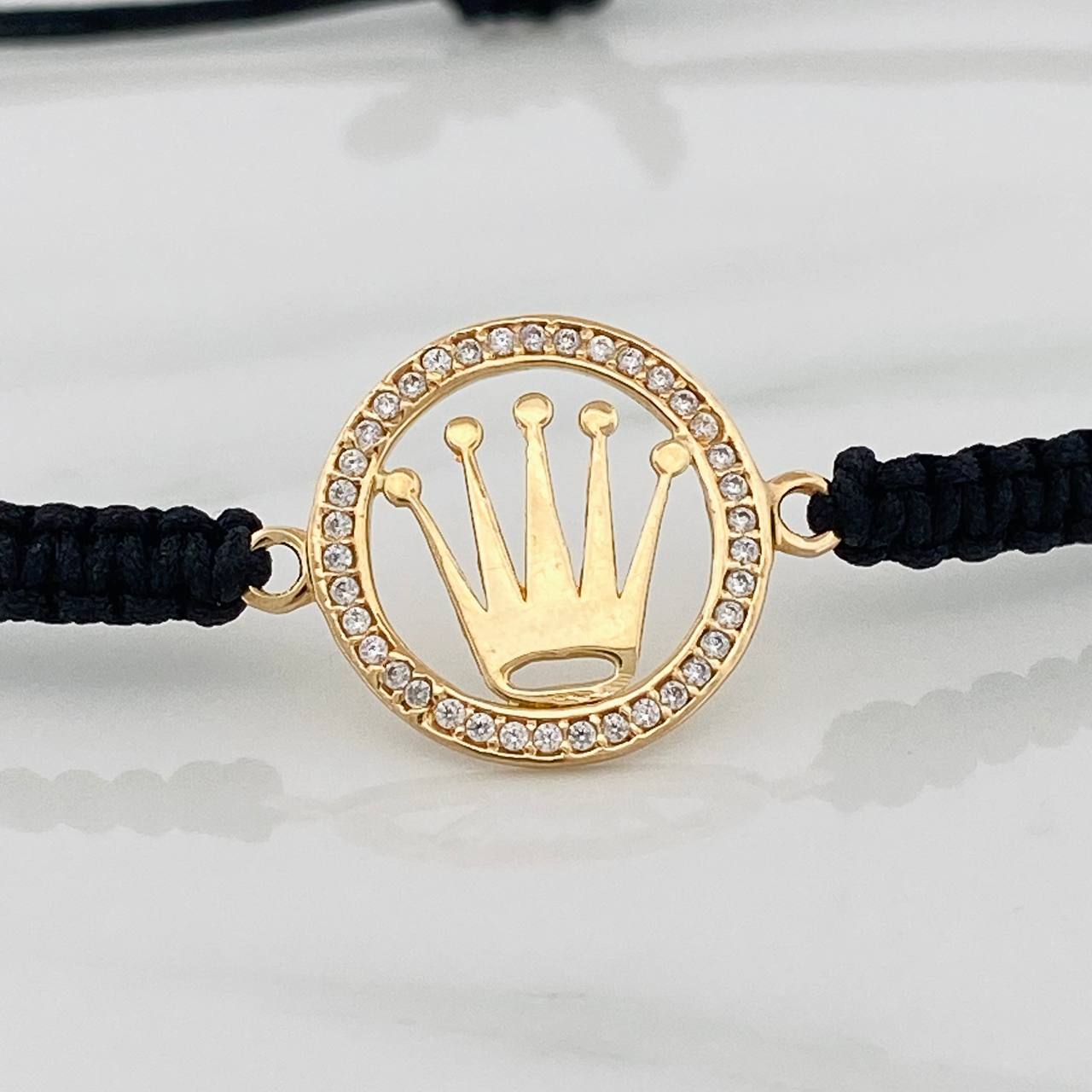 Black Woven Bracelet Crown 1.15gr / Yellow Gold 18K &