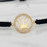 Black Woven Bracelet Crown 1.15gr / Yellow Gold 18K &