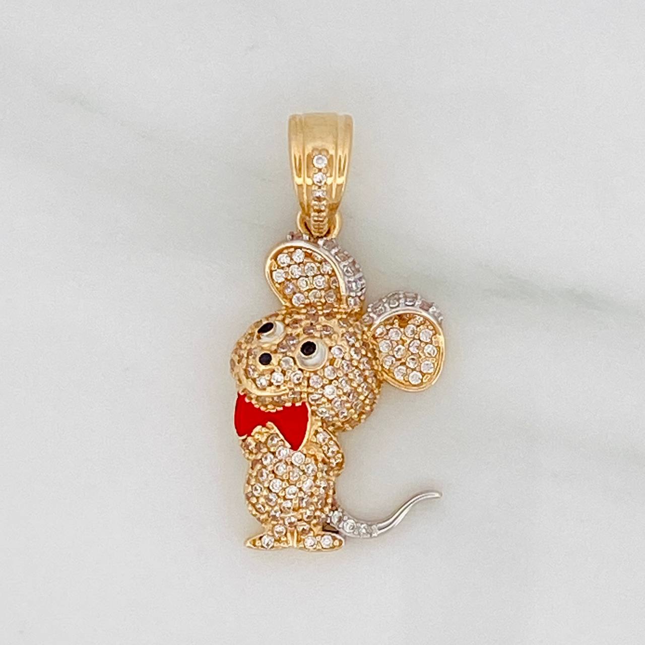 Pendant Cartoon Mouse 4.9gr / 1 1/4 in / Two Golds Yellow White 18K $