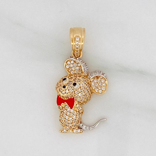 Dije Raton Caricatura 4.9gr / 1 1/4 in / Dos Oros Amarillo Blanco 18K $
