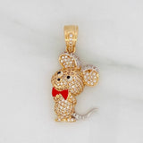 Pendant Cartoon Mouse 4.9gr / 1 1/4 in / Two Golds Yellow White 18K $