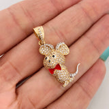 Pendant Cartoon Mouse 4.9gr / 1 1/4 in / Two Golds Yellow White 18K $