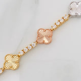 Tennis Clover Bracelet 15.95gr / 7 1/4 in / 18K Special National Three Golds $