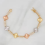 Tennis Clover Bracelet 15.95gr / 7 1/4 in / 18K Special National Three Golds $