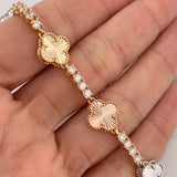 Tennis Clover Bracelet 15.95gr / 7 1/4 in / 18K Special National Three Golds $