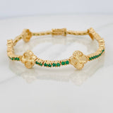 Tennis Clover Bracelet 13.6gr / 7 1/4 in / 18K Special National Yellow Gold $
