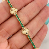Tennis Clover Bracelet 13.6gr / 7 1/4 in / 18K Special National Yellow Gold $