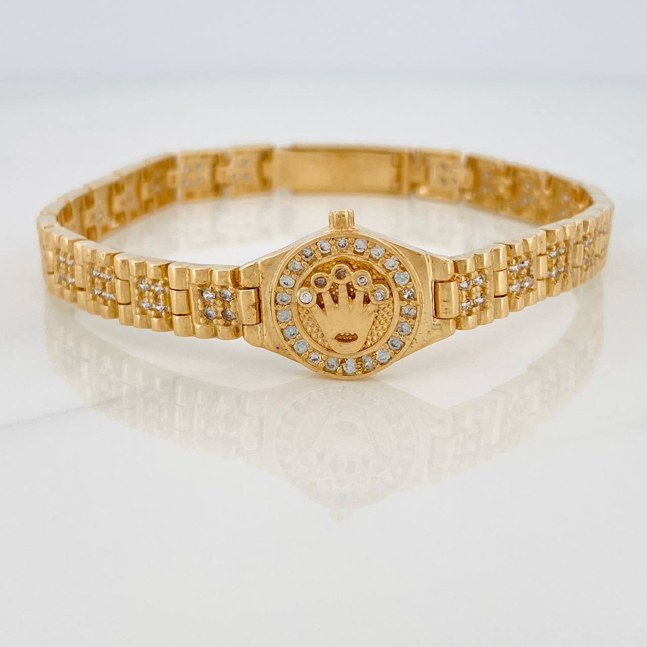 Reticulated Crown Belt Bracelet 21.85gr / 7 3/4 in / 18K Yellow Gold $
