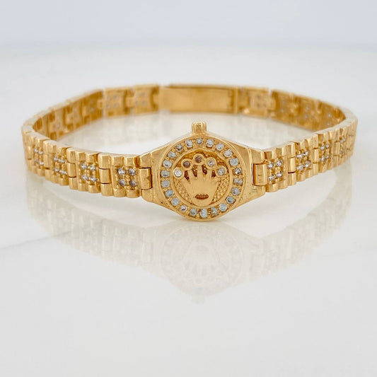 Pulso Cinturon Corona Reticulado 21.85gr / 7 3/4 in / Oro Amarillo 18K $