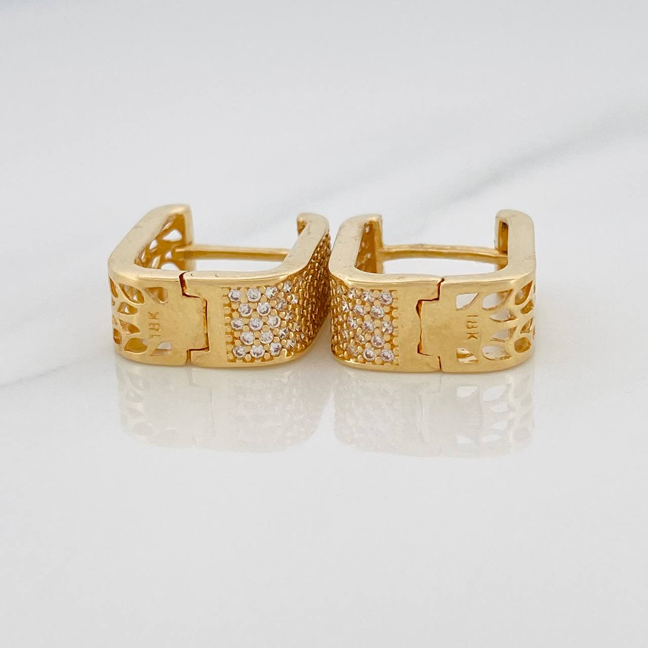 Candongas Cuadradas 6.4gr / 1/2 in / Oro Amarillo 18K %