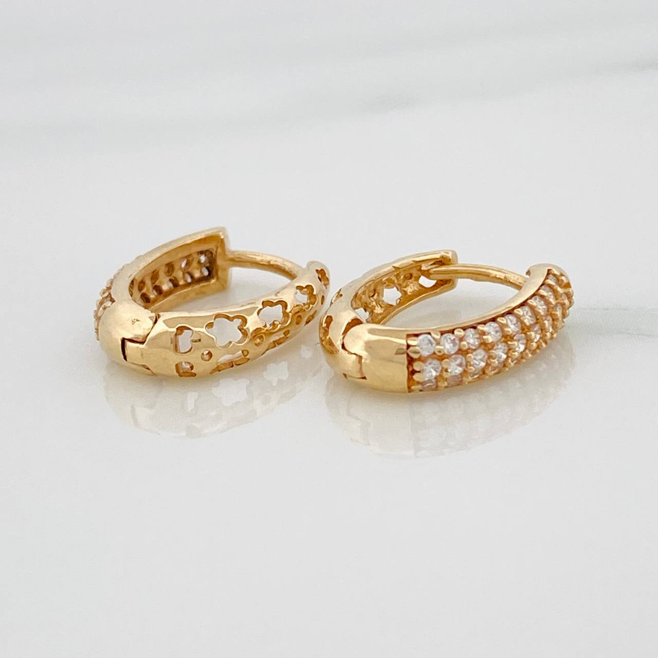 Candongas Triple Carril 2.2gr / 1/2 in / Oro Amarillo 18K %