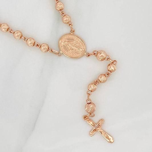 Rosario Virgen Milagrosa 16.1gr / 24 in / 6mm-5mm Oro Rosa 18K %