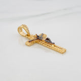 Dije Cruz Cristo Milagroso De Buga 3.9gr / 1 1/2 in / Dos Oros Negro Amarillo 18K %