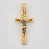 Dije Cruz Cristo Milagroso De Buga 3.9gr / 1 1/2 in / Dos Oros Negro Amarillo 18K %