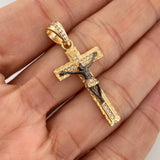 Dije Cruz Cristo Milagroso De Buga 3.9gr / 1 1/2 in / Dos Oros Negro Amarillo 18K %