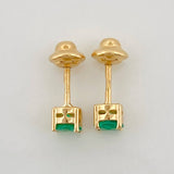 Four-Prong Emerald Stud Earrings 64Pts 1gr / 4.27mm 18K Yellow Gold &