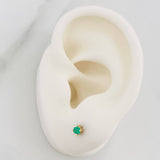 Four-Prong Emerald Stud Earrings 64Pts 1gr / 4.27mm 18K Yellow Gold &
