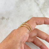 Anillo Raya Doble Diagonal 2.45gr / T7 / Circones Blancos Oro Amarillo