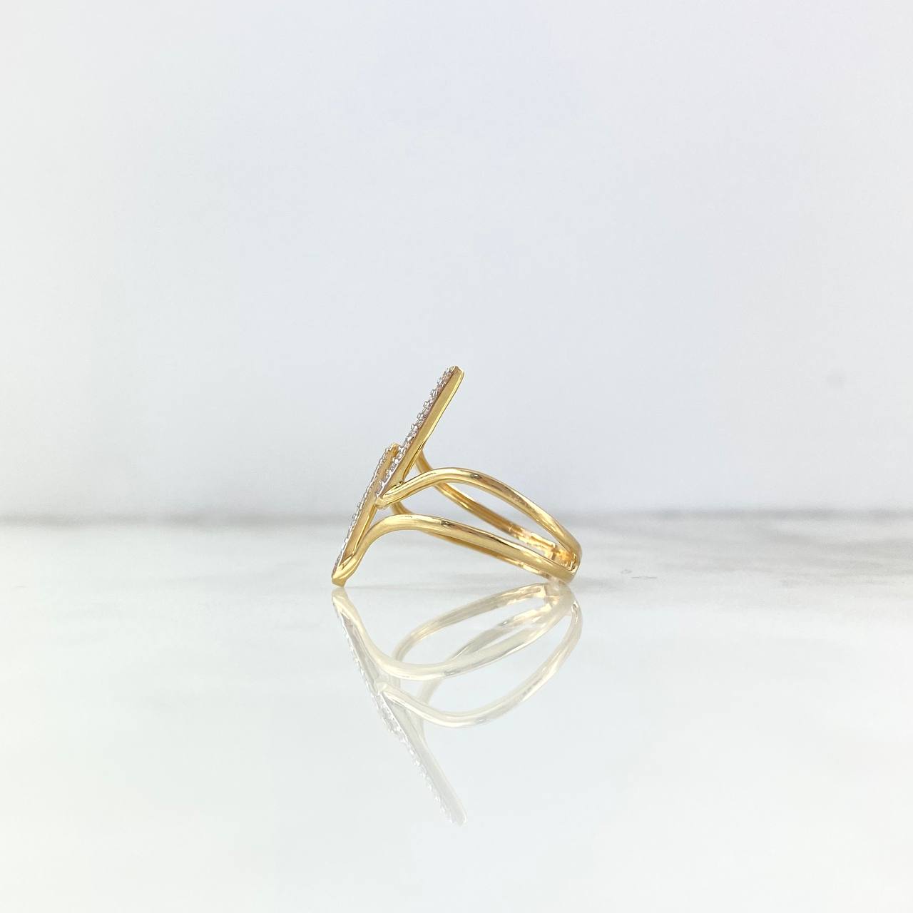 Anillo Raya Doble Diagonal 2.45gr / T7 / Circones Blancos Oro Amarillo