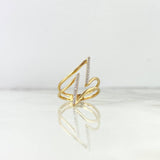 Anillo Raya Doble Diagonal 2.45gr / T7 / Circones Blancos Oro Amarillo