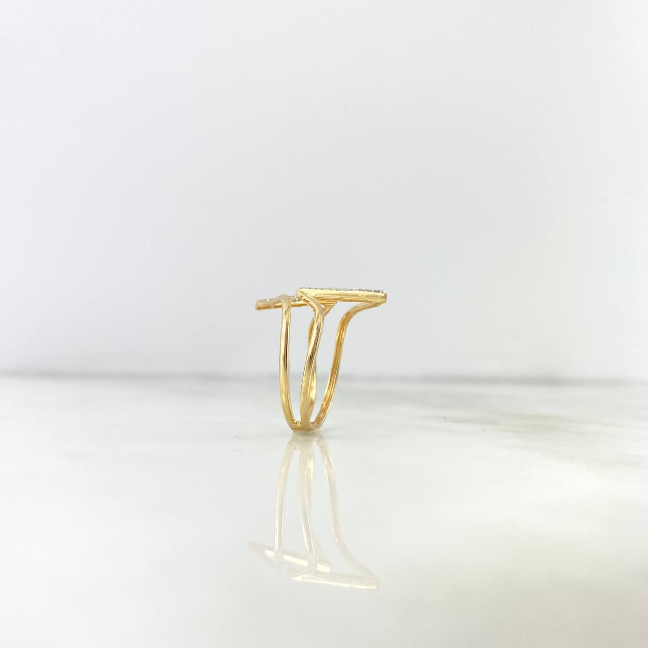 Anillo Raya Doble Diagonal 2.45gr / T7 / Circones Blancos Oro Amarillo