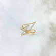 Anillo Raya Doble Diagonal 2.45gr / T7 / Circones Blancos Oro Amarillo