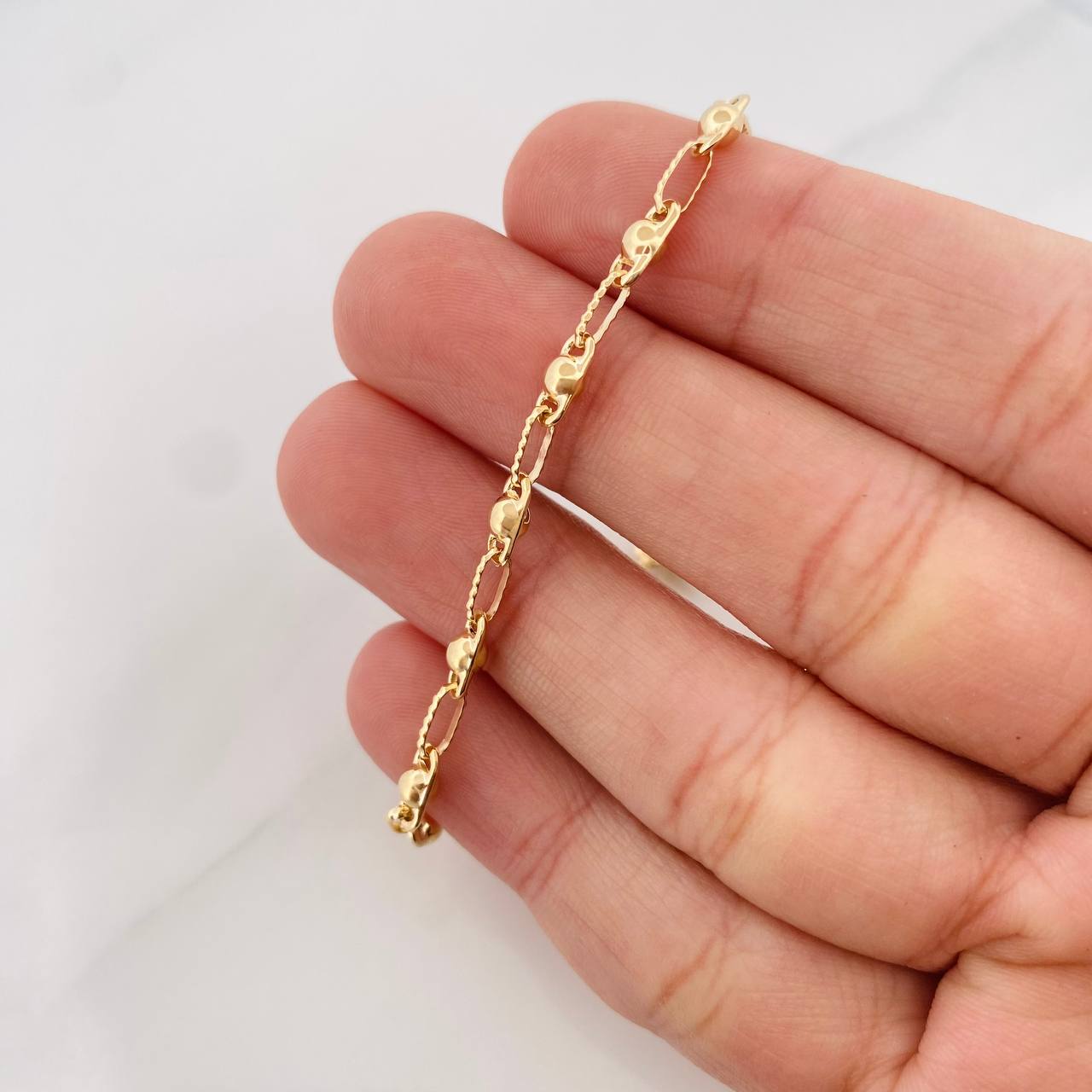 Rustic Bubble Bracelet 4.1g / 8 1/4 in / 3.4mm Yellow Gold 18K