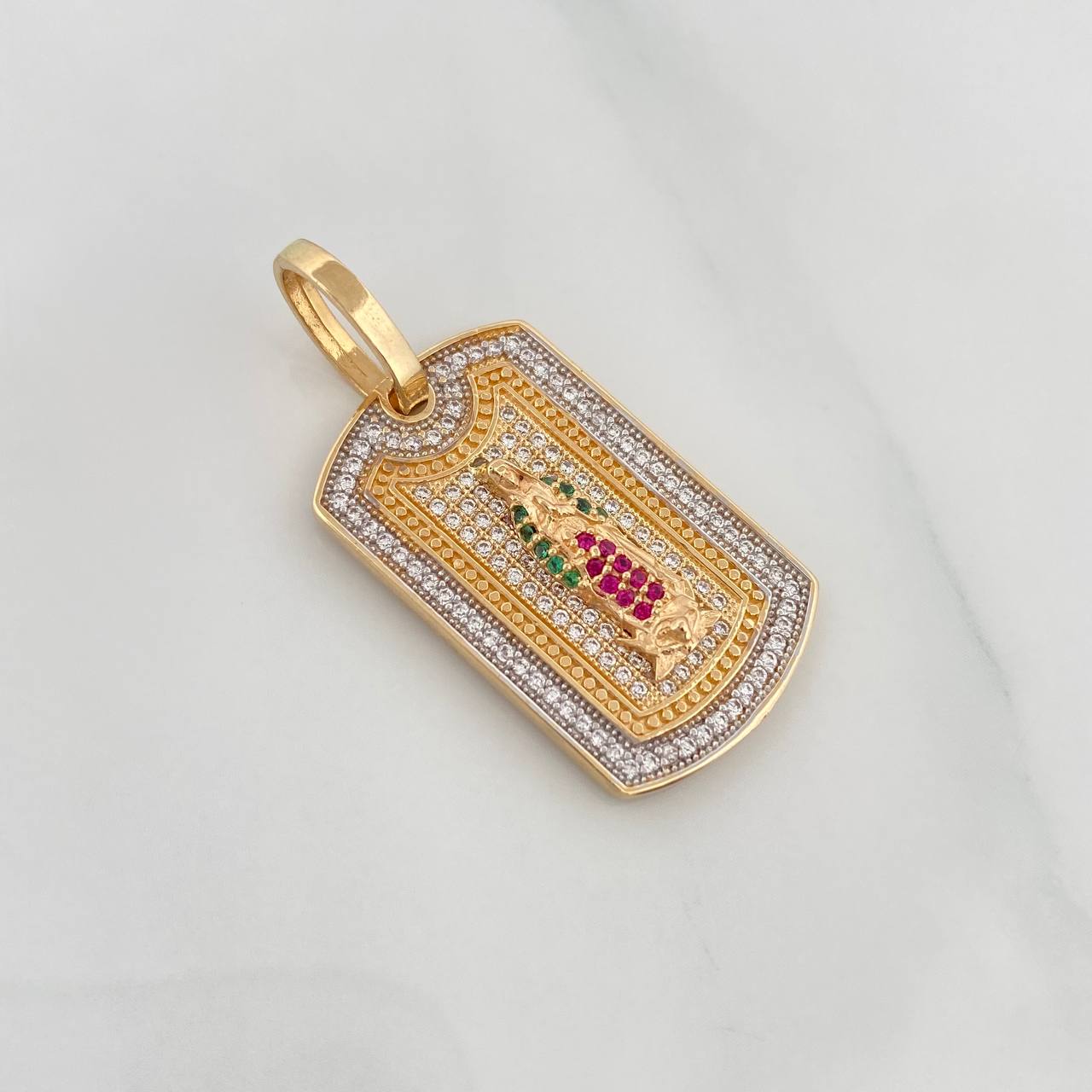 Dije Virgen de Guadalupe 7.05g / 1 1/2 in Dos Oros Amarillo Blanco 18K