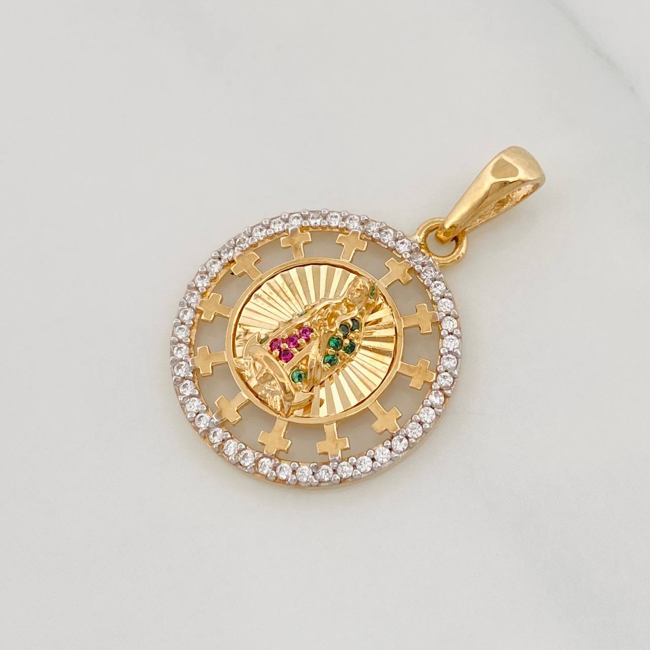 Dije Virgen de Guadalupe 2.7g / 1 in Dos Oros Amarillo Blanco 18K