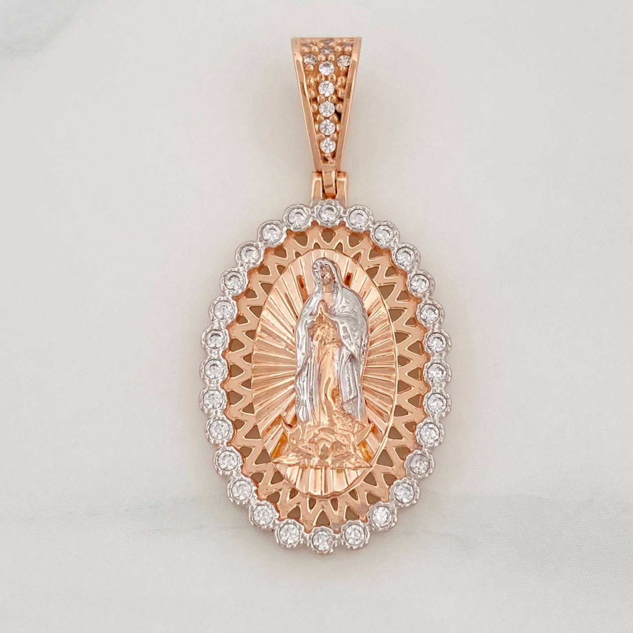Dije Virgen de Guadalupe 4.3g / 1 1/2 in Dos Oros Blanco Rosa 18K