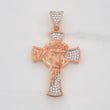 Pendant Cross Face of Christ 6.05g / 1 1/2 in Two Golds White Rose 18K