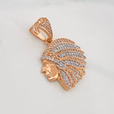 Dije Indio 7.05g / 1 1/2 in Dos Oros Blanco Rosa 18K