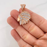 Dije Indio 7.05g / 1 1/2 in Dos Oros Blanco Rosa 18K