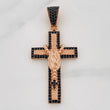 Pendant Cross Virgin of Guadalupe 6g / 1 3/4 in Two Golds Black Rose 18K
