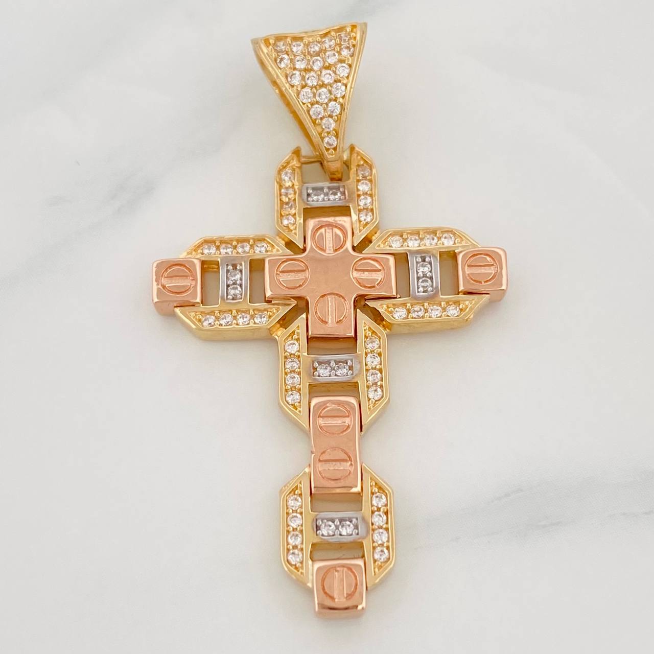 Pendant Cross 6.5g / 1 1/2 in Three Golds 18K