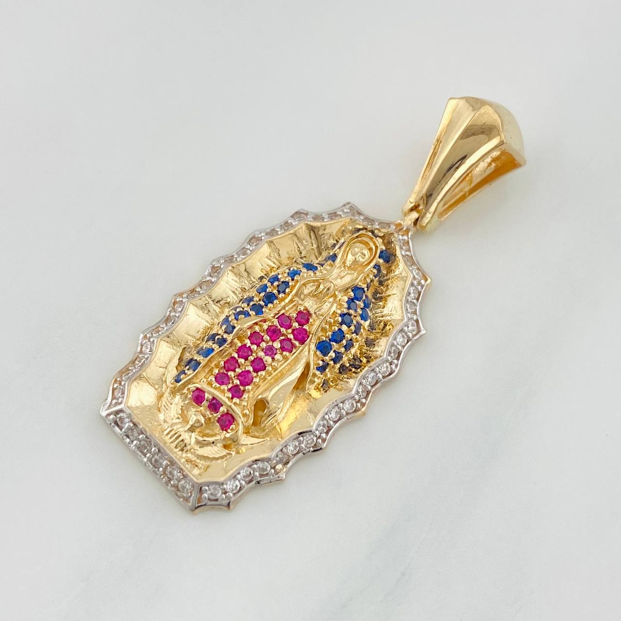 Pendant Virgin of Guadalupe 5.65g / 1 1/2 in Two-Tone Yellow White Gold 18K