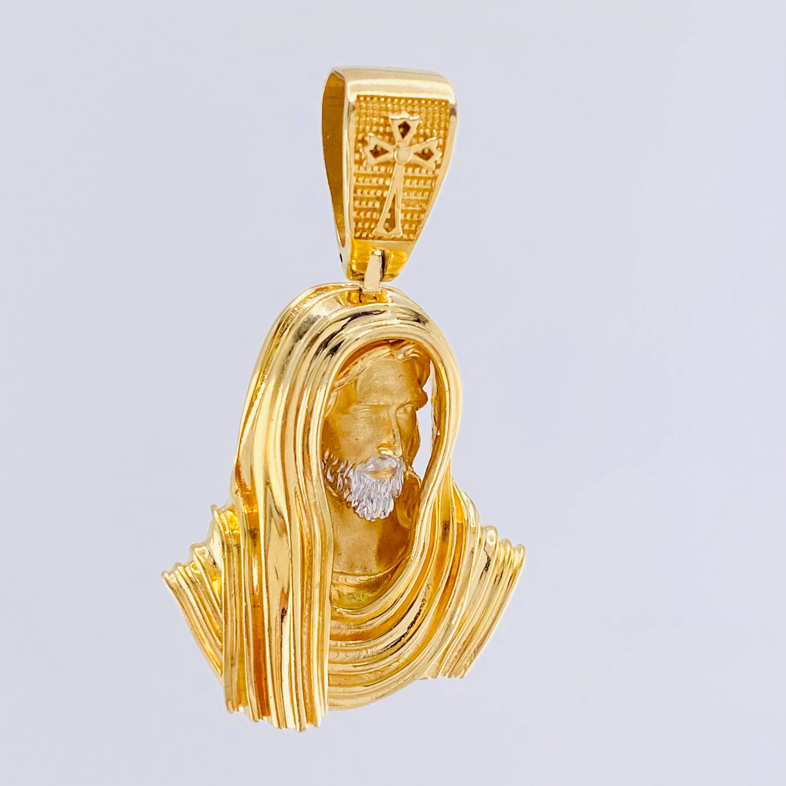 Dije Rostro De Cristo 22.85gr / 2 in / Dos Oros Amarillo Blanco 18K ©