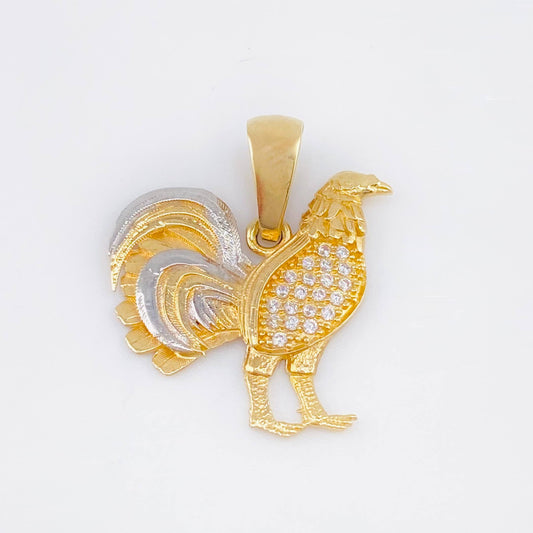 Dije Gallo 2.55gr / 1 in / Dos Oros Amarillo Blanco 18K ©