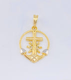 Pendant Braided Anchor Cross 2.1gr / 1 in / Two Golds Yellow White 18K ©