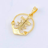 Pendant Braided Anchor Cross 2.1gr / 1 in / Two Golds Yellow White 18K ©