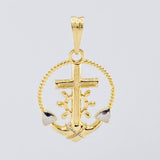 Pendant Braided Anchor Cross 2.1gr / 1 in / Two Golds Yellow White 18K ©