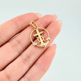 Pendant Braided Anchor Cross 2.1gr / 1 in / Two Golds Yellow White 18K ©