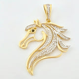 Dije Caballo Relieve Silueta 6.6gr / 1 3/4 in / Dos Oros Amarillo Blanco 18K *