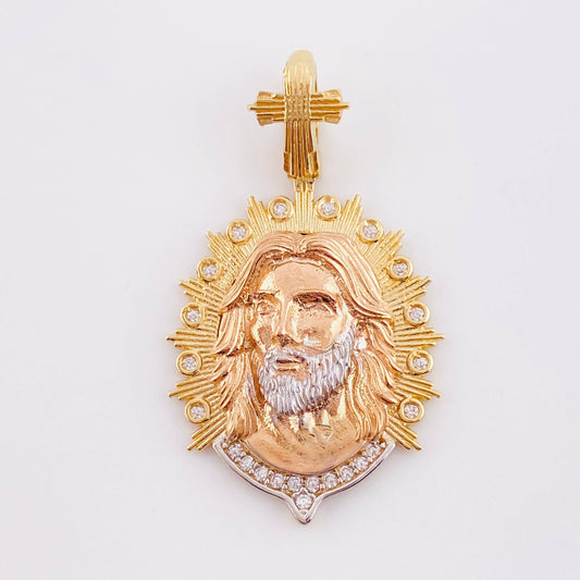 Dije Jesus Aureola Rayada 7.75gr / 1 1/2 in / Tres Oros 18K *