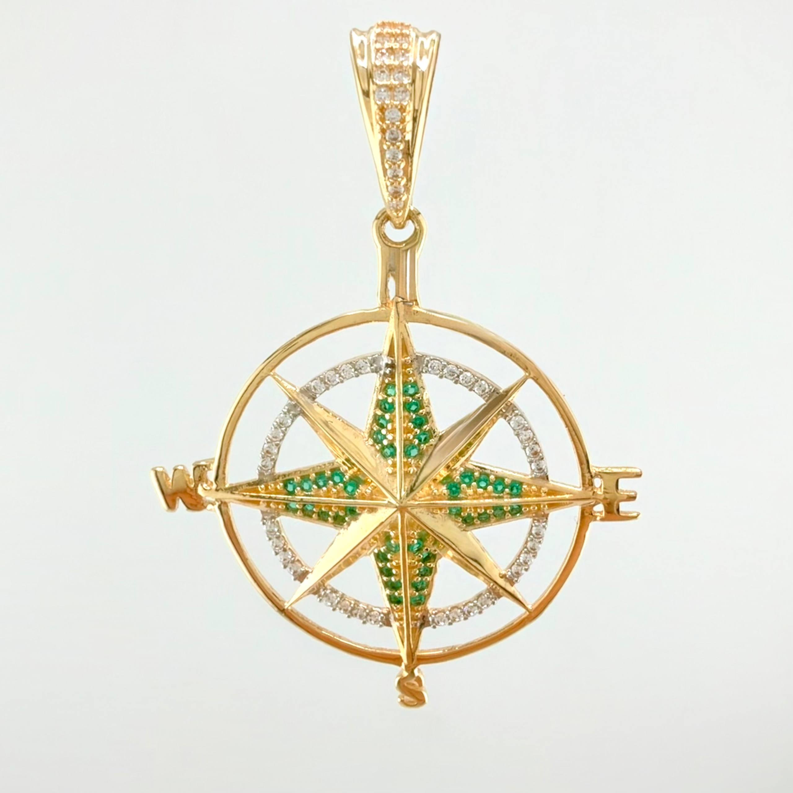 Compass Cardinal Star Pendant 5.9gr / 2 in / 18K Yellow Gold *