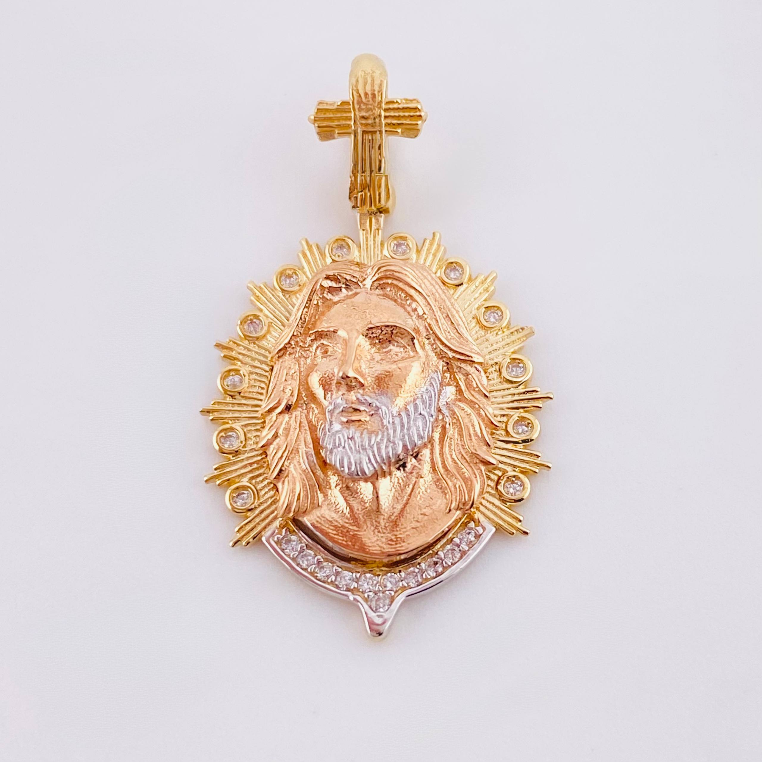Dije Jesus Aureola Rayada 4.2gr / 1 in / Tres Oros 18K *