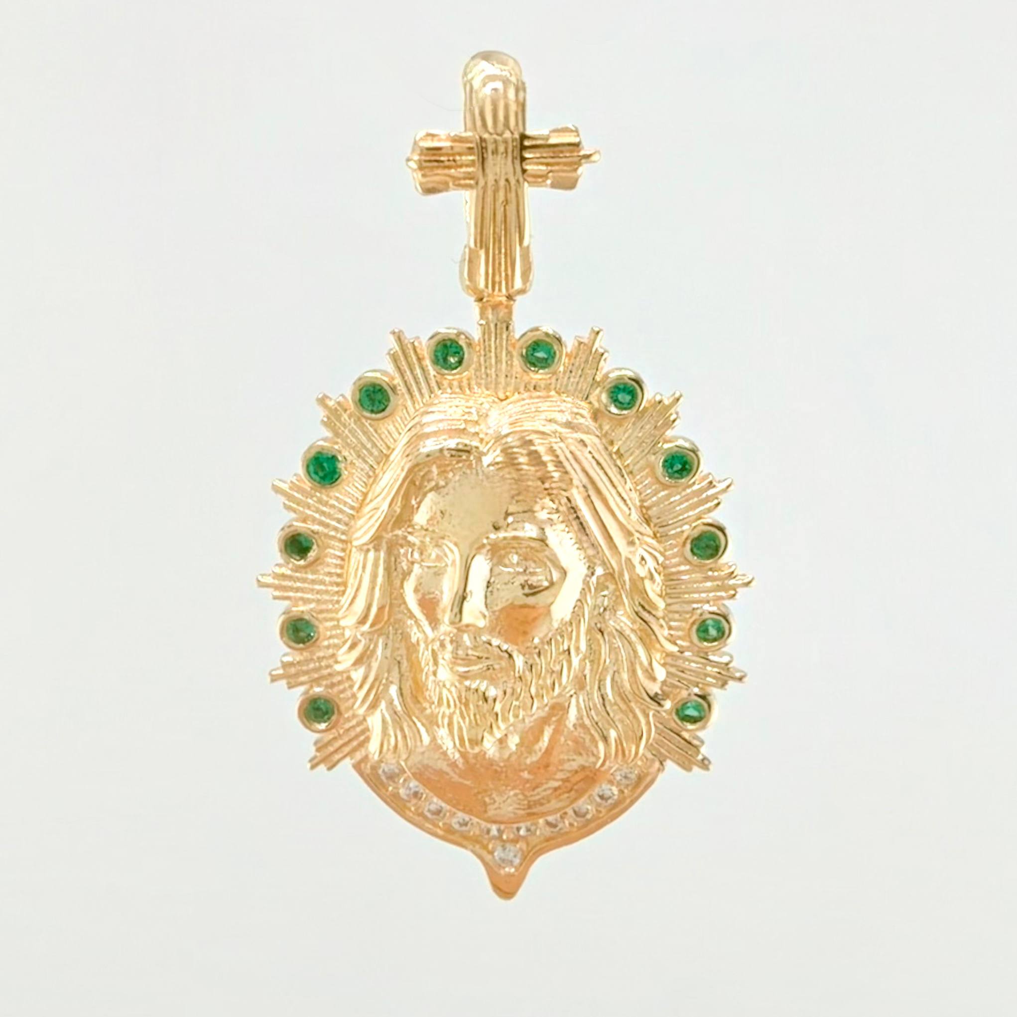 Dije Jesus Aureola Rayada 4gr / 1 1/4 in / Oro Amarillo 18K *
