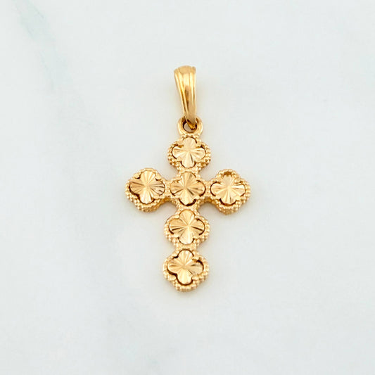 Dije Cruz Trebol 2.35 g / 1 1/4 in Oro Amarillo 18K
